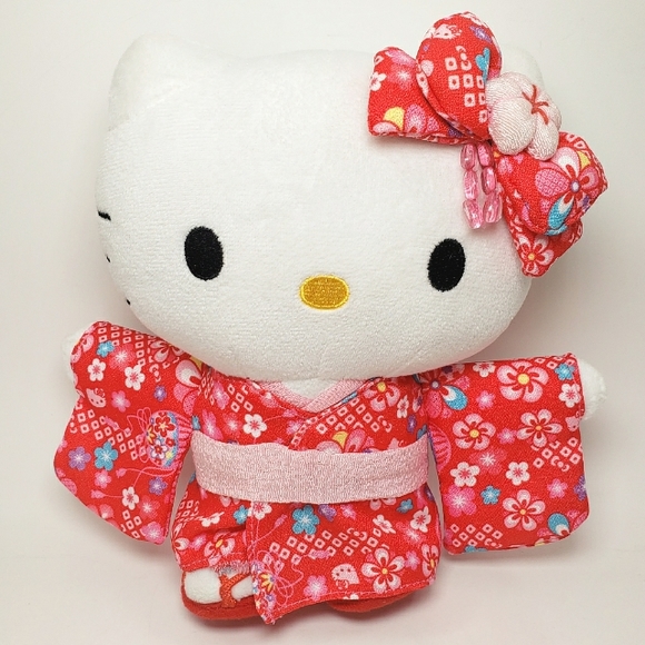 Sanrio Hello Kitty Plush Pink Red Kimono - Picture 1 of 9